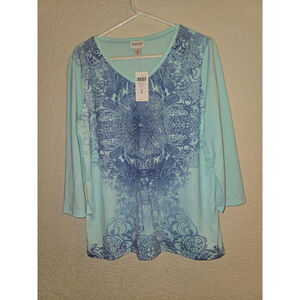 Zenergy Light Blue & Blue Paisley Long Sleeve Tee